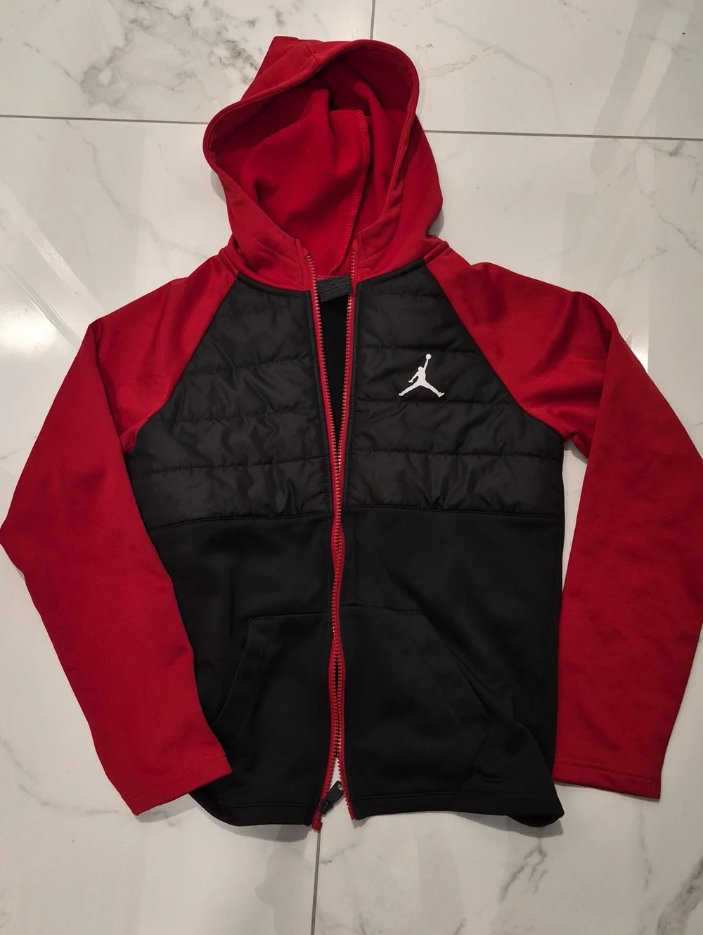 Jordan Red and Black Quilted Performance Hooded Jacket